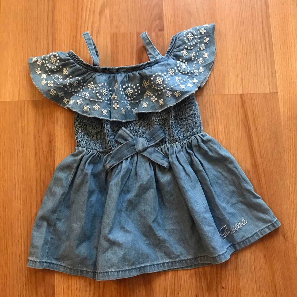 Baby Guess Denim Off The Shoulder Dress 12M - Picture 1 of 6